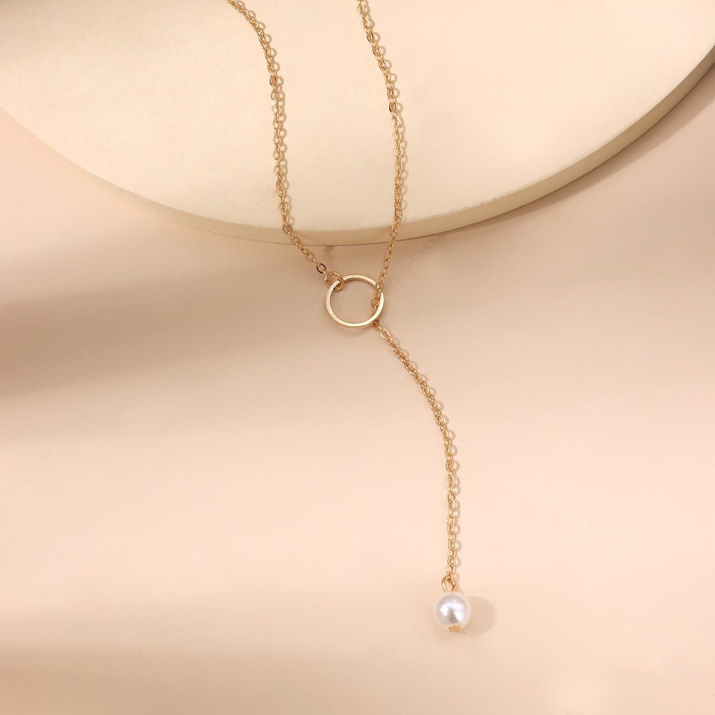 Spring Turquoise Pearl Drop Alloy Plated Long Clavicle Necklace for Women