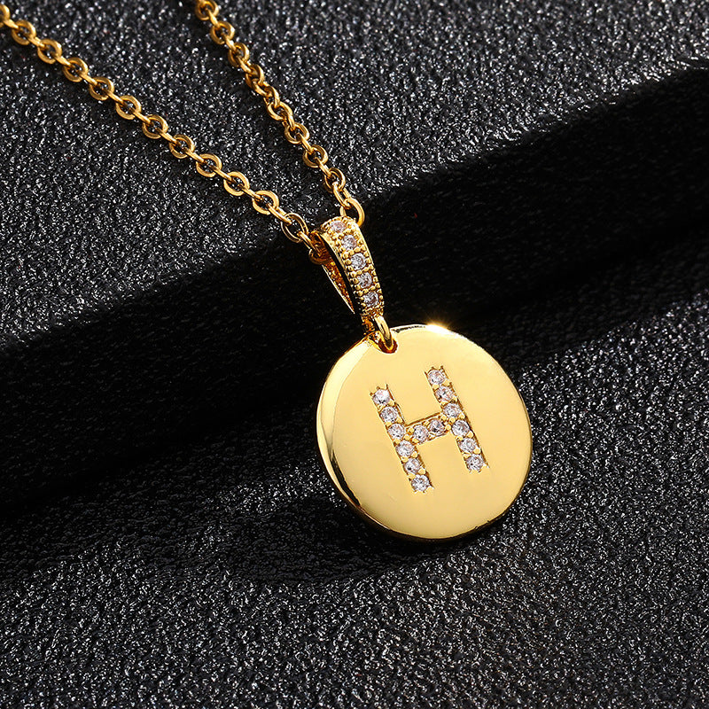 Collana con Lettera, Catena in Acciaio al Titanio con Zirconia Cubica Placcata per Donne - Stile Casual alla Moda