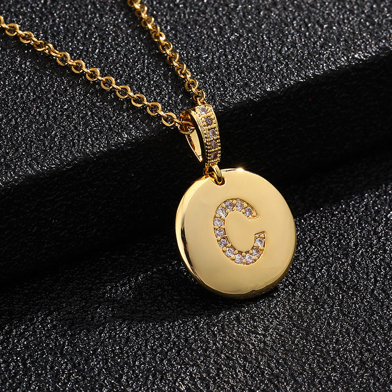 Collana con Lettera, Catena in Acciaio al Titanio con Zirconia Cubica Placcata per Donne - Stile Casual alla Moda