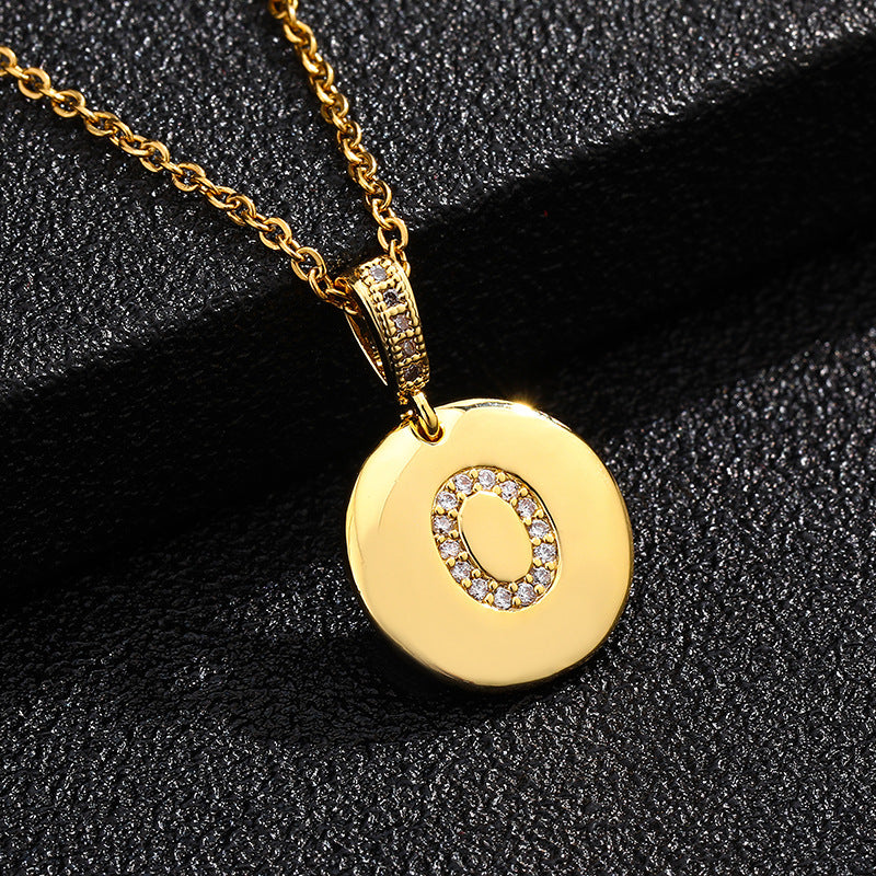 Collana con Lettera, Catena in Acciaio al Titanio con Zirconia Cubica Placcata per Donne - Stile Casual alla Moda