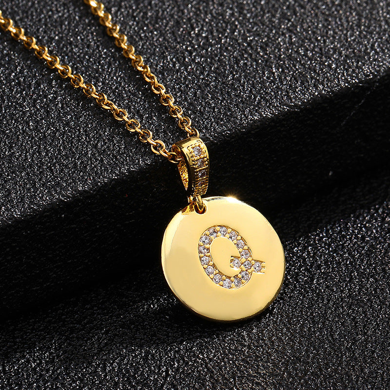 Collana con Lettera, Catena in Acciaio al Titanio con Zirconia Cubica Placcata per Donne - Stile Casual alla Moda