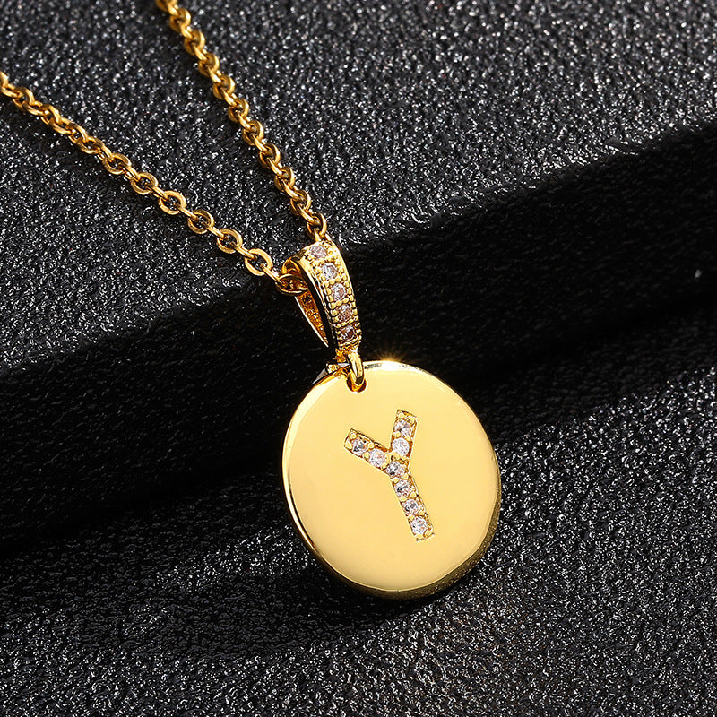 Collana con Lettera, Catena in Acciaio al Titanio con Zirconia Cubica Placcata per Donne - Stile Casual alla Moda