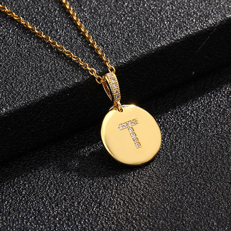 Collana con Lettera, Catena in Acciaio al Titanio con Zirconia Cubica Placcata per Donne - Stile Casual alla Moda