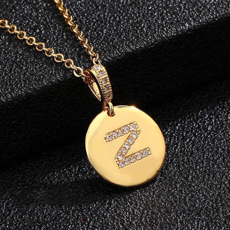 Collana con Lettera, Catena in Acciaio al Titanio con Zirconia Cubica Placcata per Donne - Stile Casual alla Moda