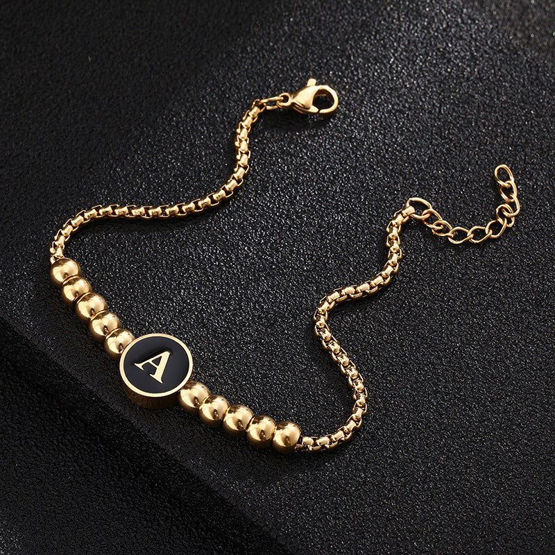 Bracciale in acciaio al titanio con lettere dorate, stile casual minimalista, regalo di gioielli da donna