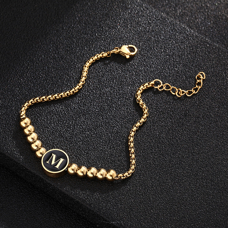 Bracciale in acciaio al titanio con lettere dorate, stile casual minimalista, regalo di gioielli da donna