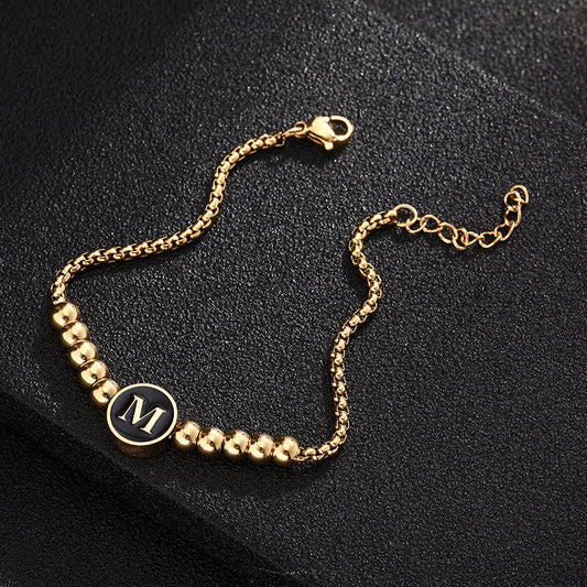 Bracciale in acciaio al titanio con lettere dorate, stile casual minimalista, regalo di gioielli da donna