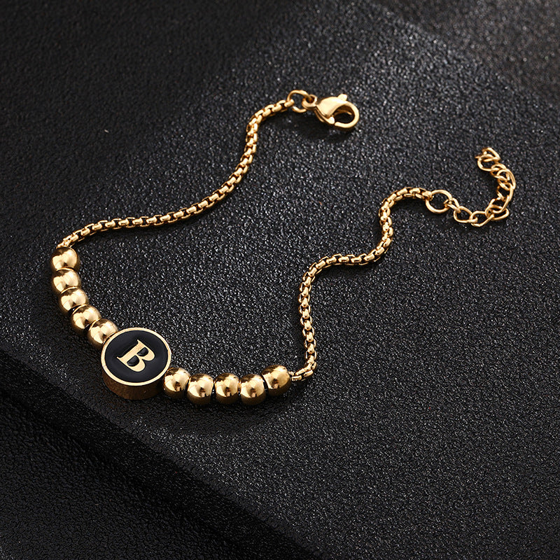Bracciale in acciaio al titanio con lettere dorate, stile casual minimalista, regalo di gioielli da donna