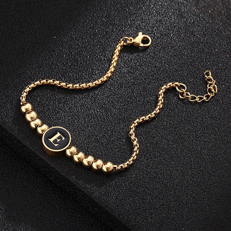 Bracciale in acciaio al titanio con lettere dorate, stile casual minimalista, regalo di gioielli da donna