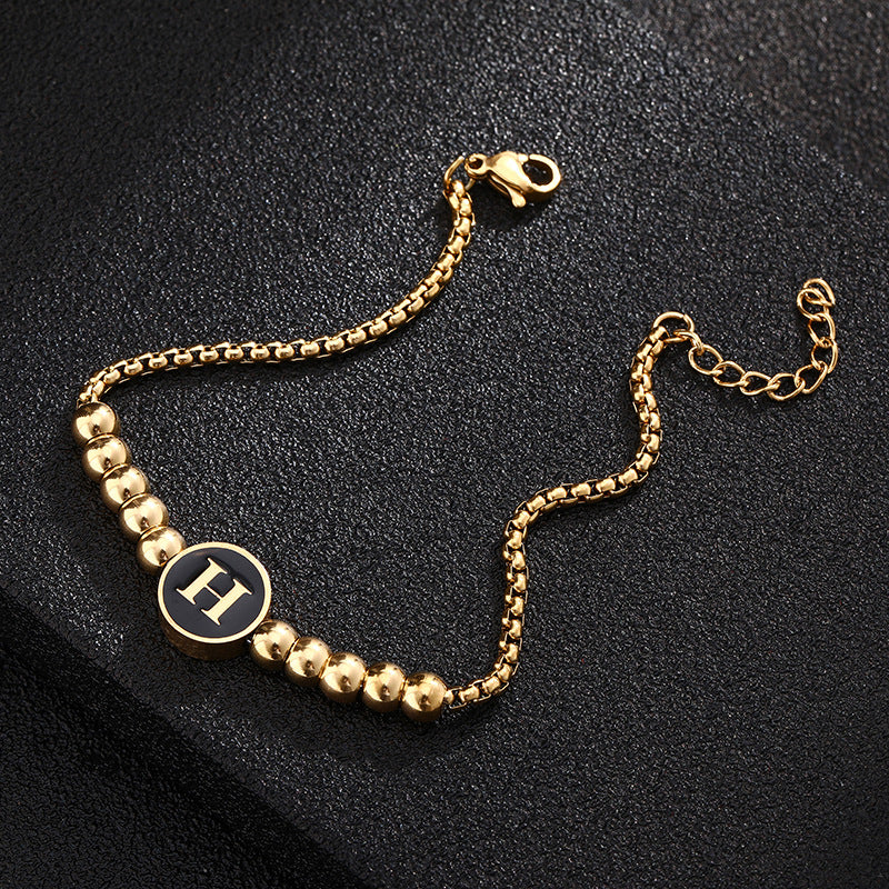 Bracciale in acciaio al titanio con lettere dorate, stile casual minimalista, regalo di gioielli da donna