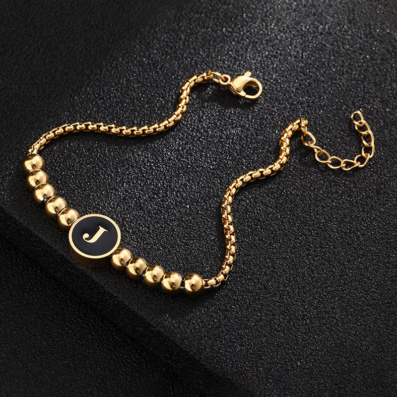 Bracciale in acciaio al titanio con lettere dorate, stile casual minimalista, regalo di gioielli da donna