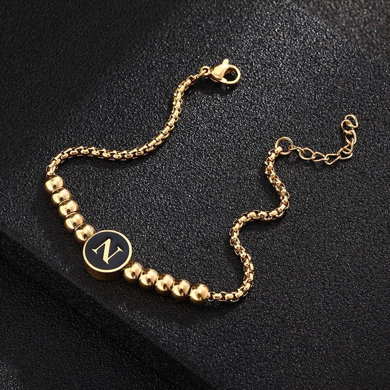 Bracciale in acciaio al titanio con lettere dorate, stile casual minimalista, regalo di gioielli da donna