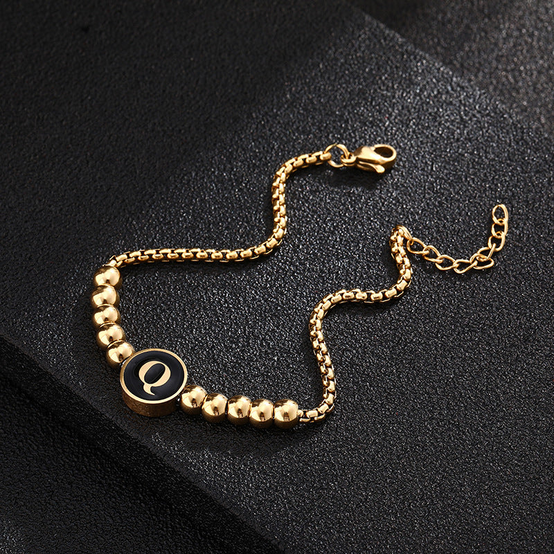 Bracciale in acciaio al titanio con lettere dorate, stile casual minimalista, regalo di gioielli da donna