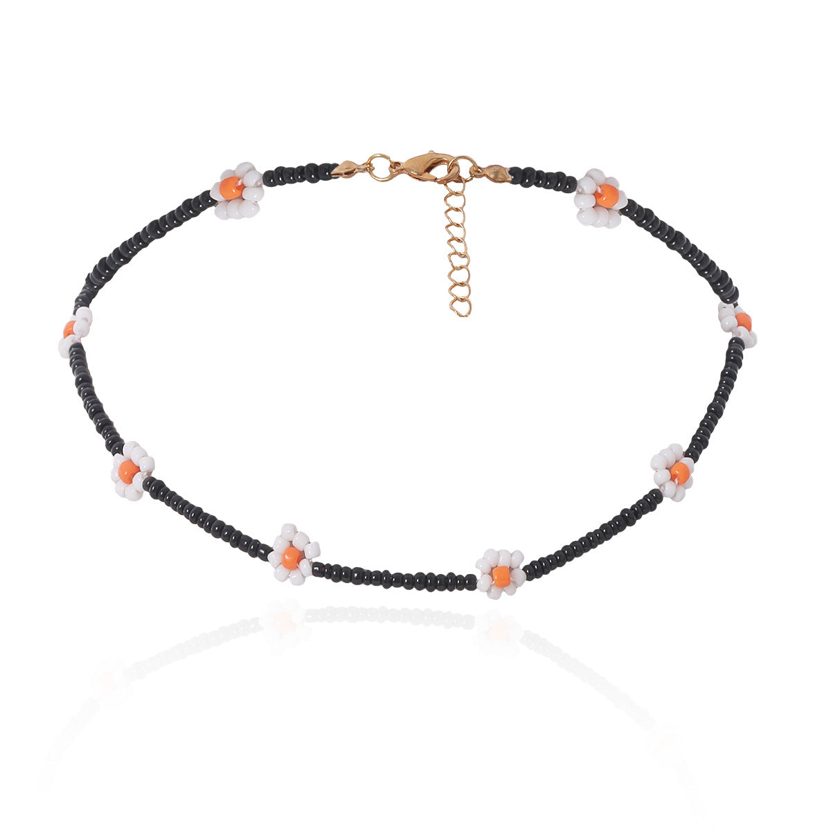 Collana di perline a margherita geometrica fatta a mano, catena di perline rotonde colorate intrecciate, gioielli da donna freschi e dolci