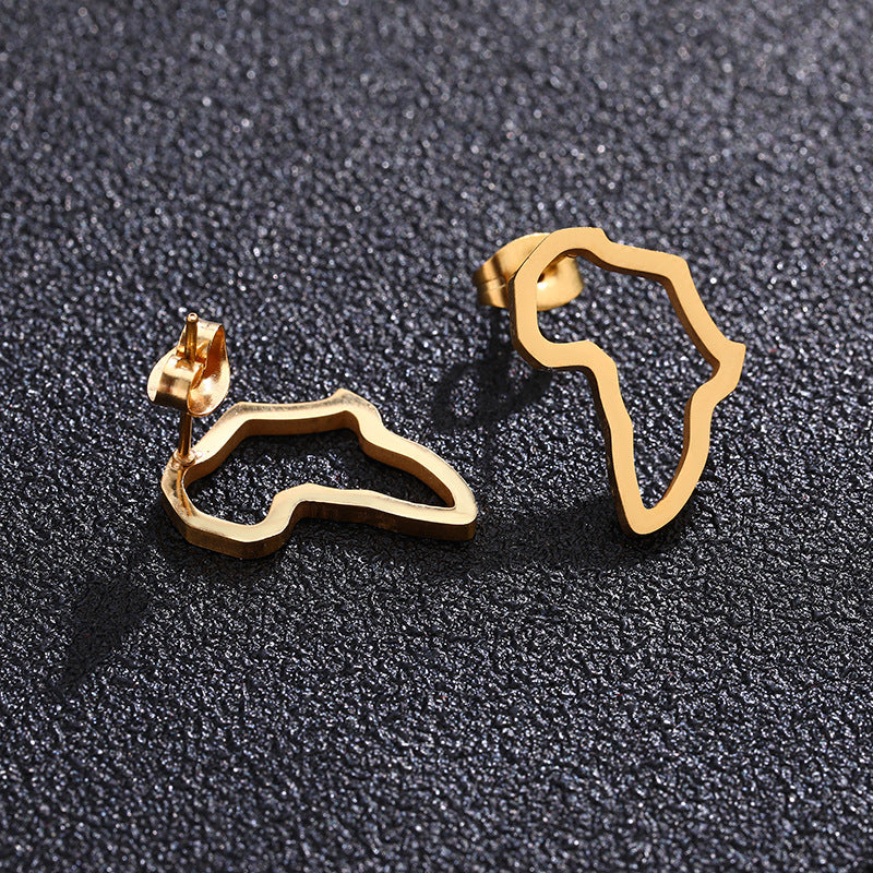 Pendientes de mujer con mapa geométrico dorado, joyas de moda chapadas en acero inoxidable, regalo para ella