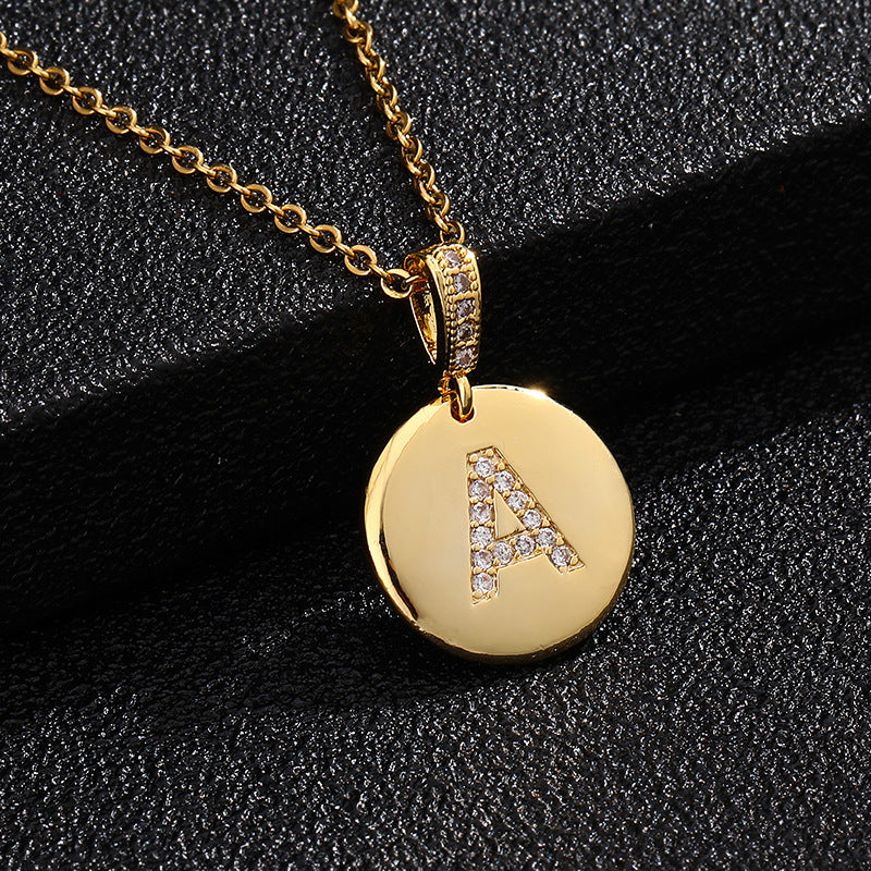 Collana con Lettera, Catena in Acciaio al Titanio con Zirconia Cubica Placcata per Donne - Stile Casual alla Moda
