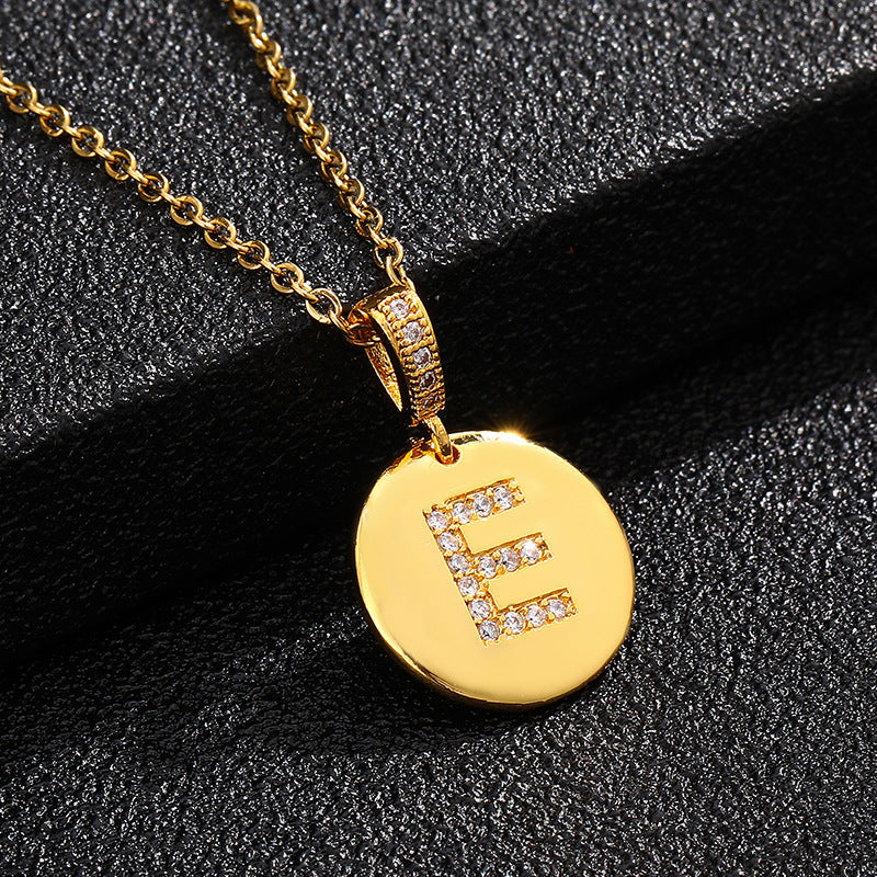 Collana con Lettera, Catena in Acciaio al Titanio con Zirconia Cubica Placcata per Donne - Stile Casual alla Moda