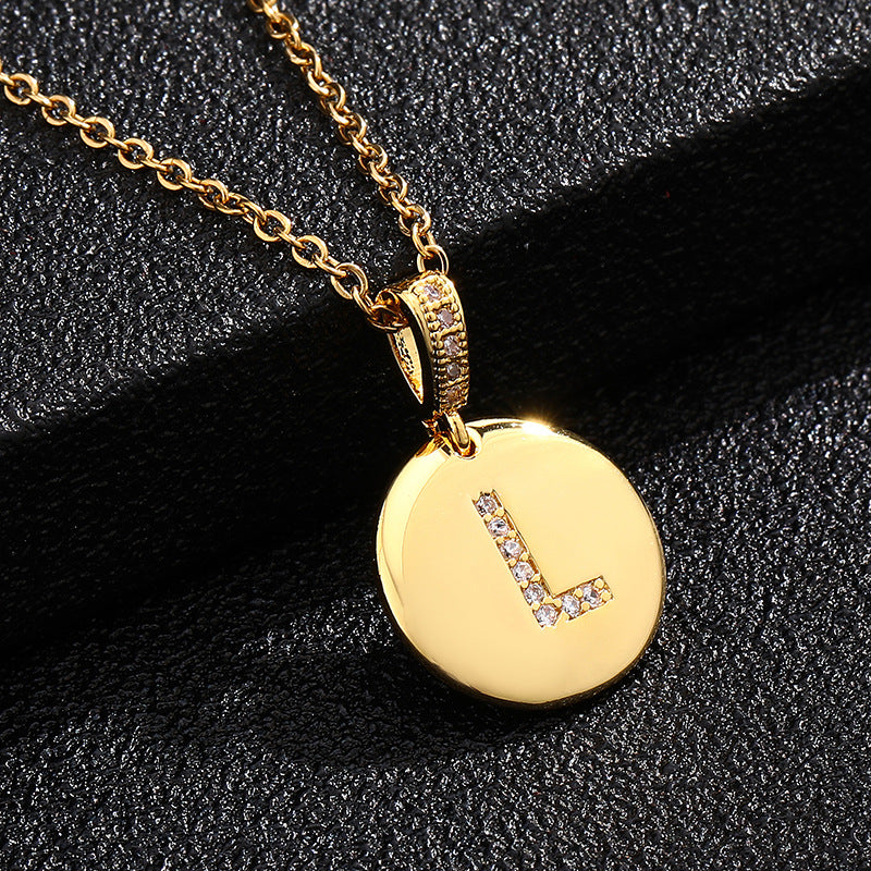 Collana con Lettera, Catena in Acciaio al Titanio con Zirconia Cubica Placcata per Donne - Stile Casual alla Moda
