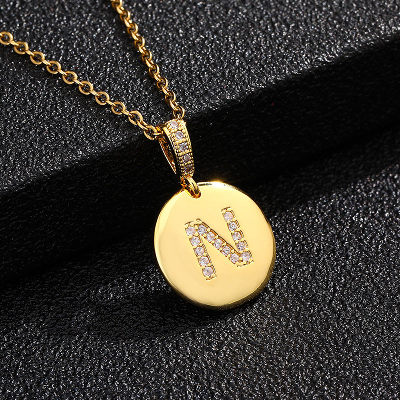 Collana con Lettera, Catena in Acciaio al Titanio con Zirconia Cubica Placcata per Donne - Stile Casual alla Moda