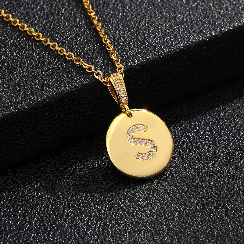Collana con Lettera, Catena in Acciaio al Titanio con Zirconia Cubica Placcata per Donne - Stile Casual alla Moda
