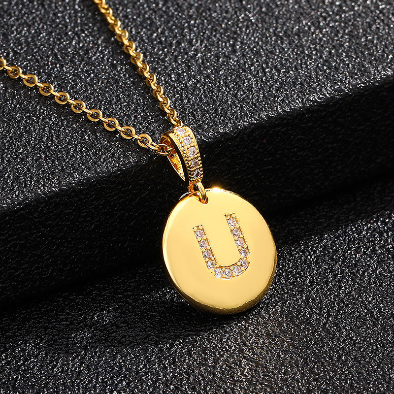 Collana con Lettera, Catena in Acciaio al Titanio con Zirconia Cubica Placcata per Donne - Stile Casual alla Moda