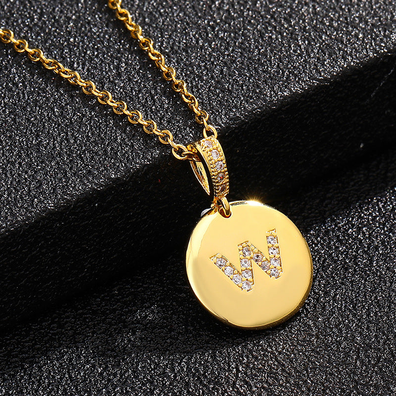 Collana con Lettera, Catena in Acciaio al Titanio con Zirconia Cubica Placcata per Donne - Stile Casual alla Moda