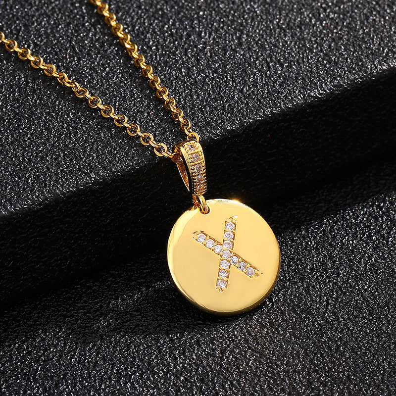 Collana con Lettera, Catena in Acciaio al Titanio con Zirconia Cubica Placcata per Donne - Stile Casual alla Moda