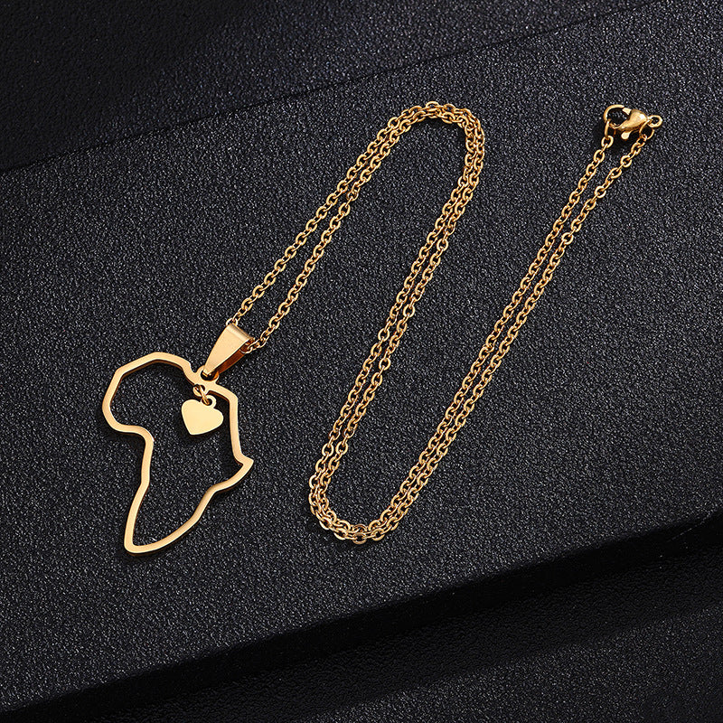 Collar con colgante de corazón de acero de titanio con cadena tipo O, joyería chapada unisex, estilo urbano de moda