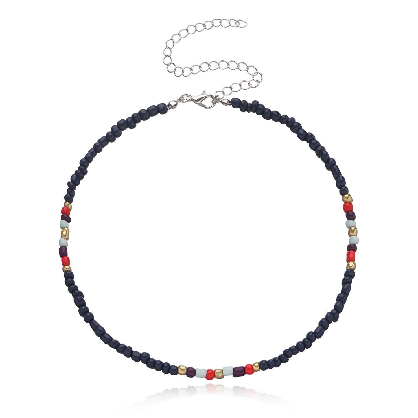 Women's Large Colorful Glass Bead Necklace Geometric Design Handmade Jewelry Set Amazon Best Seller