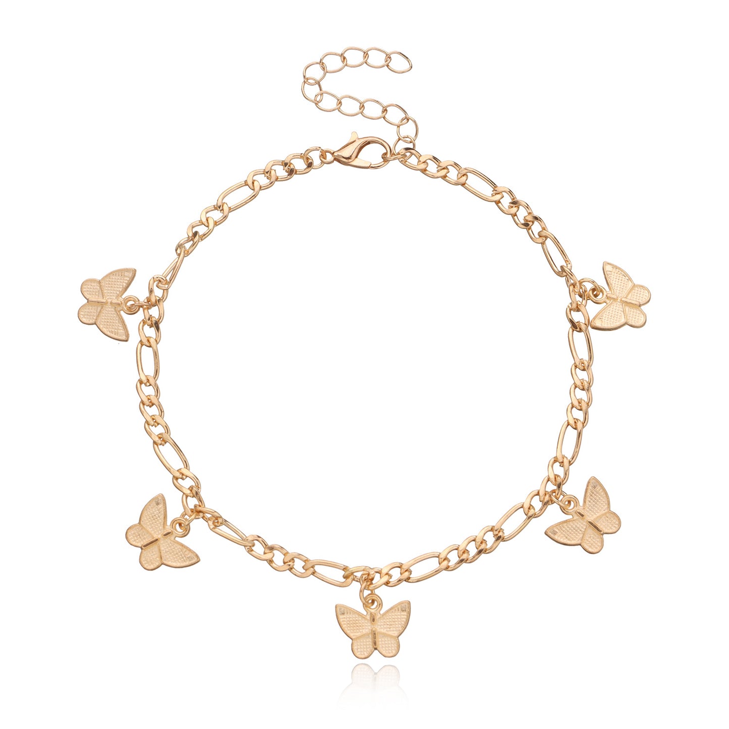 European Style Women's Butterfly Design Alloy Foot Chain with Colorful Rhinestones, Fashionable Jewelry Set for Wedding, Travel Souvenir, Employee Gift