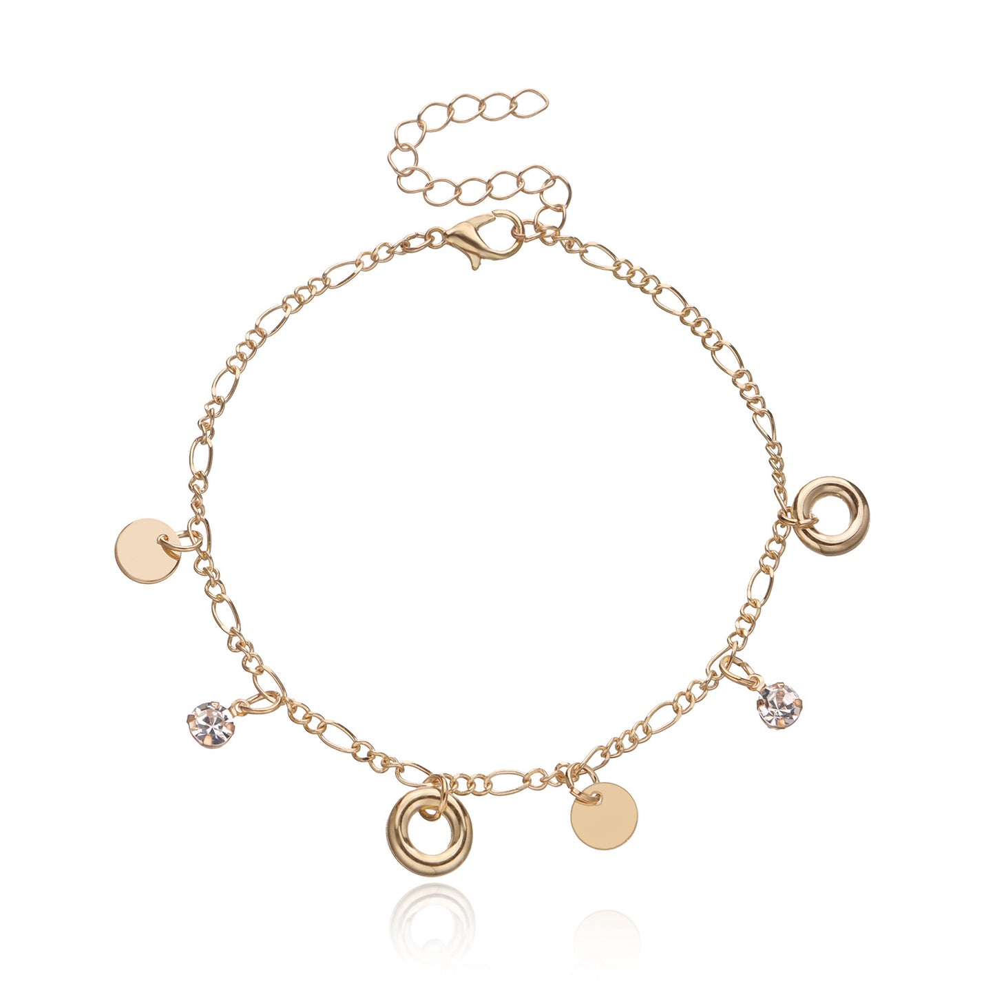 Geometric Alloy Foot Chain for Women, Rhinestone Pendant Anklet Set, European Style Fashion Jewelry, Gift for Wedding Travel Memorabilia Employee Appreciation