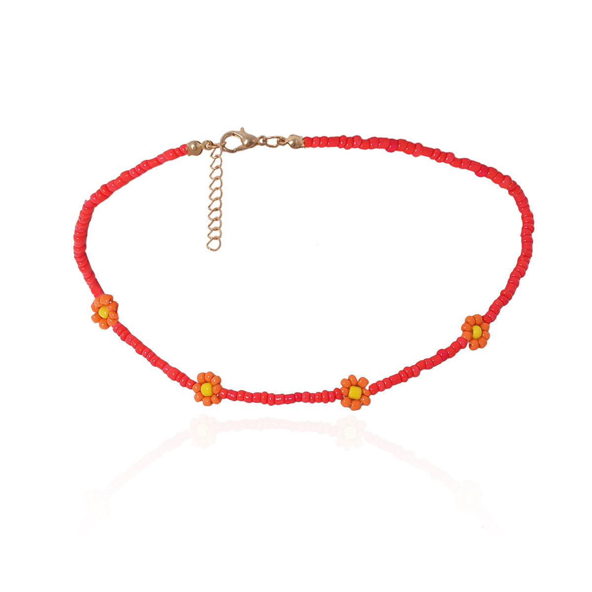 Collana di perline a margherita geometrica fatta a mano, catena di perline rotonde colorate intrecciate, gioielli da donna freschi e dolci