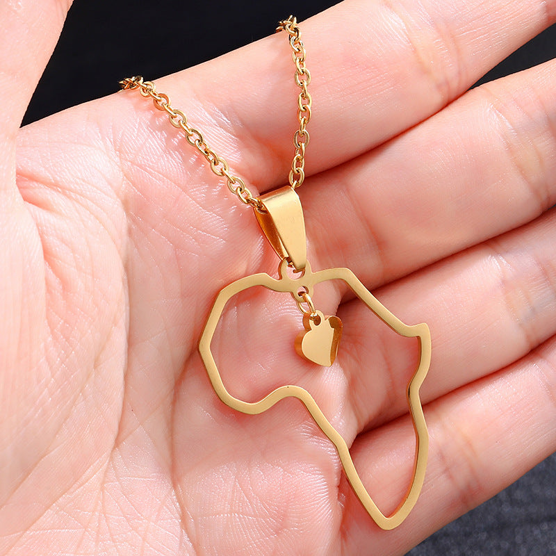 Collar con colgante de corazón de acero de titanio con cadena tipo O, joyería chapada unisex, estilo urbano de moda