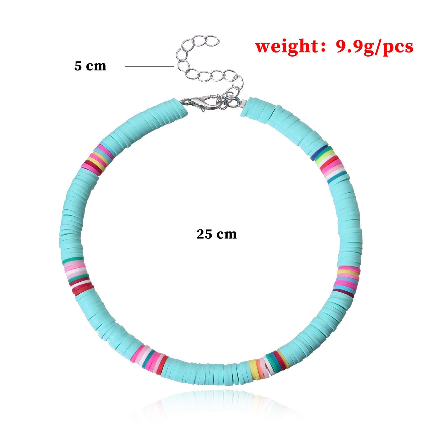 European Style Geometric Alloy Women's Adjustable Beach Anklet, Handmade 6mm Polymer Clay Anklet for Wedding Gift, Travel Souvenir, Employee Appreciation