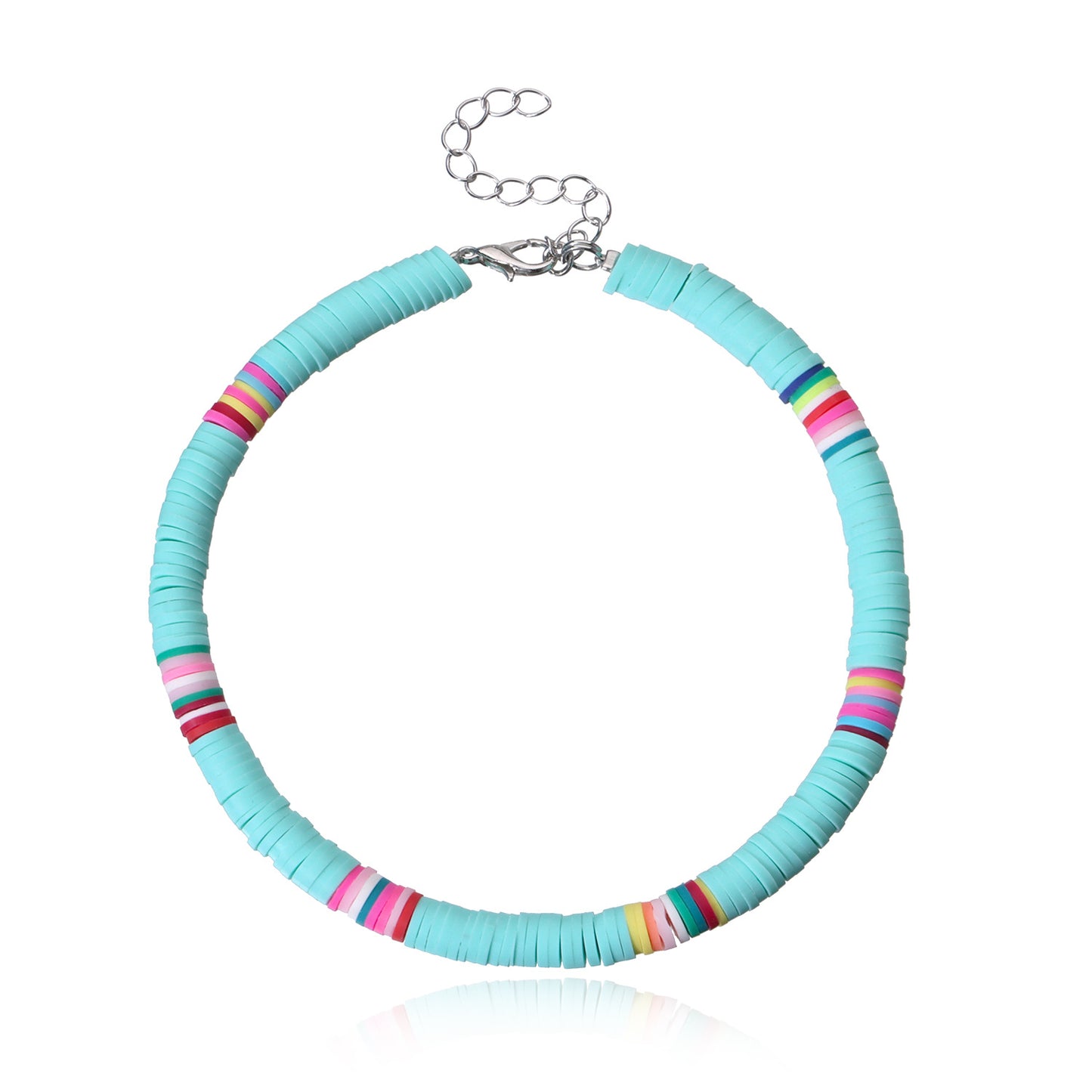 European Style Geometric Alloy Women's Adjustable Beach Anklet, Handmade 6mm Polymer Clay Anklet for Wedding Gift, Travel Souvenir, Employee Appreciation