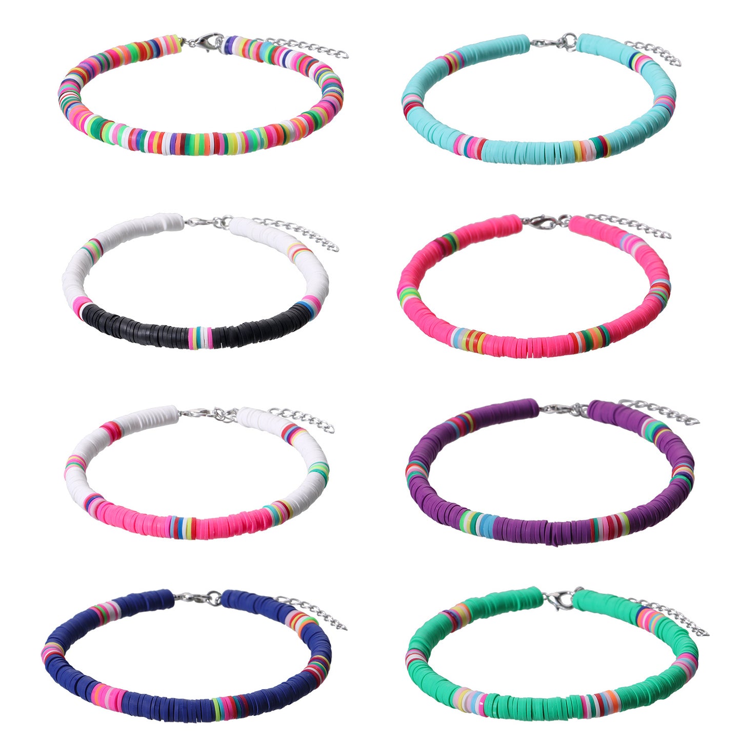 European Style Geometric Alloy Women's Adjustable Beach Anklet, Handmade 6mm Polymer Clay Anklet for Wedding Gift, Travel Souvenir, Employee Appreciation