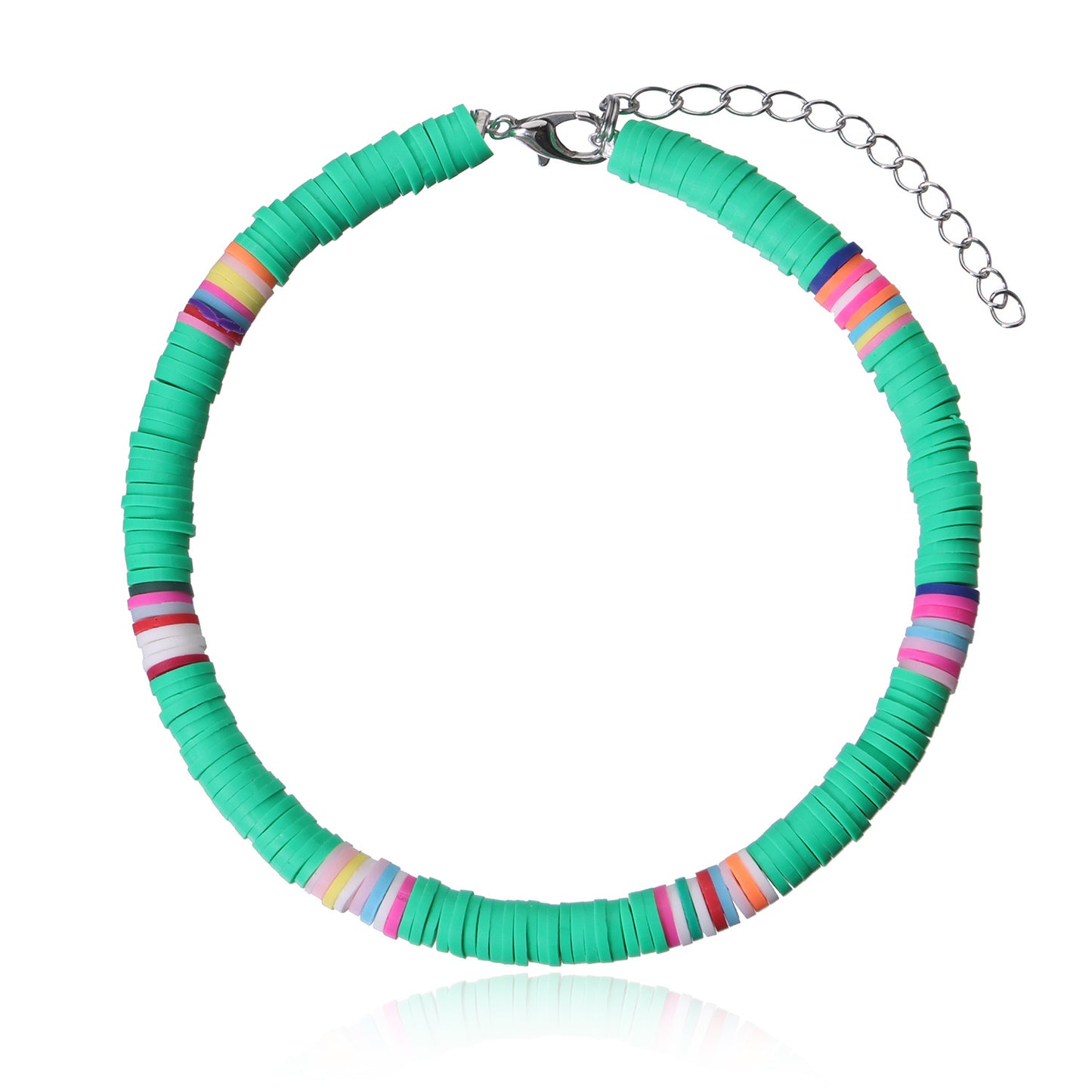 European Style Geometric Alloy Women's Adjustable Beach Anklet, Handmade 6mm Polymer Clay Anklet for Wedding Gift, Travel Souvenir, Employee Appreciation