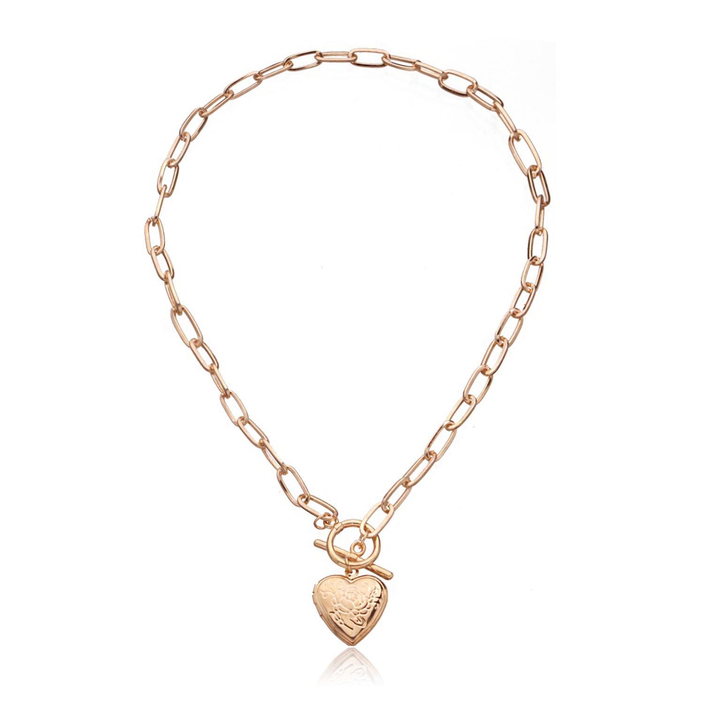 Minimalist Heart Pendant Necklace for Women, Alloy Snake Chain with Plating, Elegant Simple Style, Fashion Jewelry