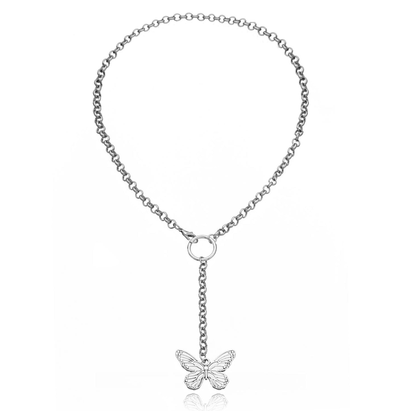 Butterfly Geometric Alloy Necklace for Women, Cross Chain, Plated Jewelry, Elegant Pendant
