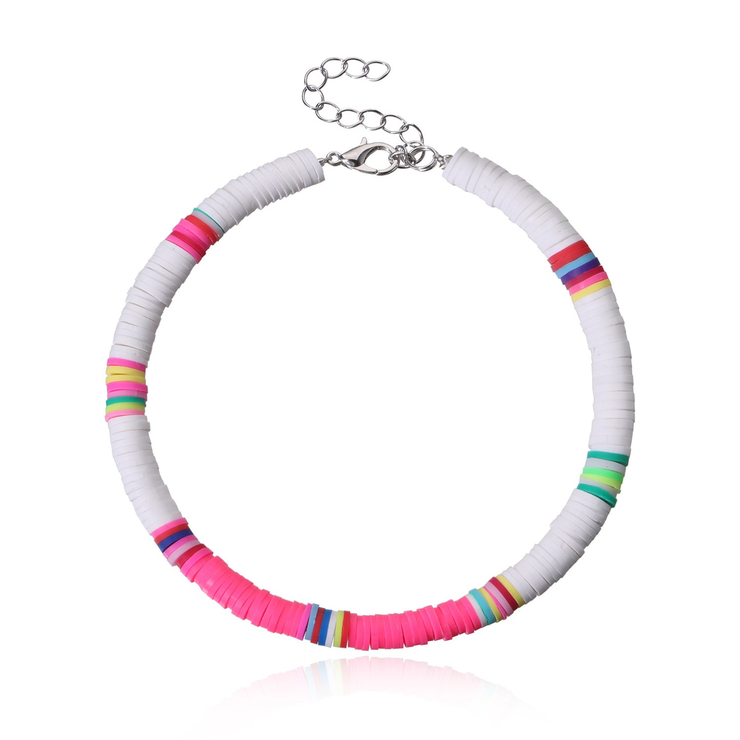 European Style Geometric Alloy Women's Adjustable Beach Anklet, Handmade 6mm Polymer Clay Anklet for Wedding Gift, Travel Souvenir, Employee Appreciation
