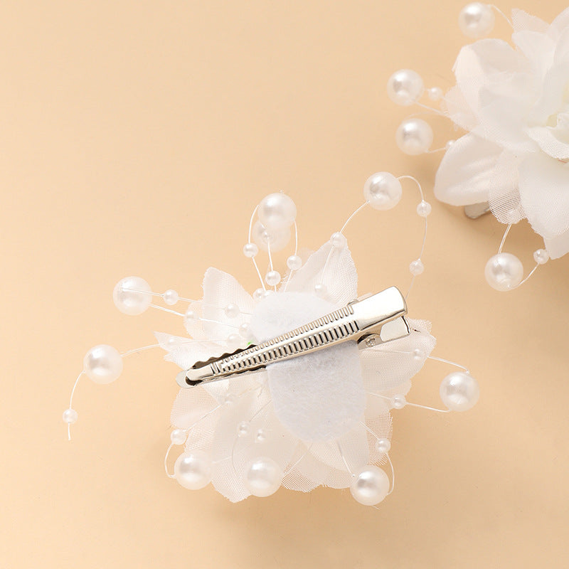 Floral Pearl Hair Clip for Women with Resin Coating, Fairy-Tale Style Flower Hair Accessory for Wedding and Formal Occasions