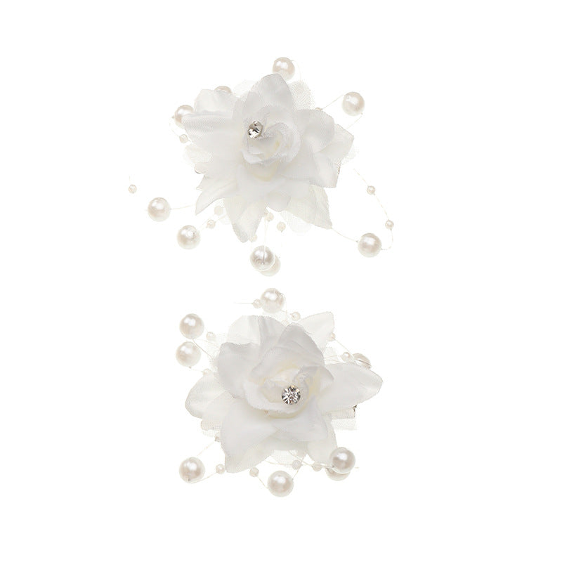 Floral Pearl Hair Clip for Women with Resin Coating, Fairy-Tale Style Flower Hair Accessory for Wedding and Formal Occasions