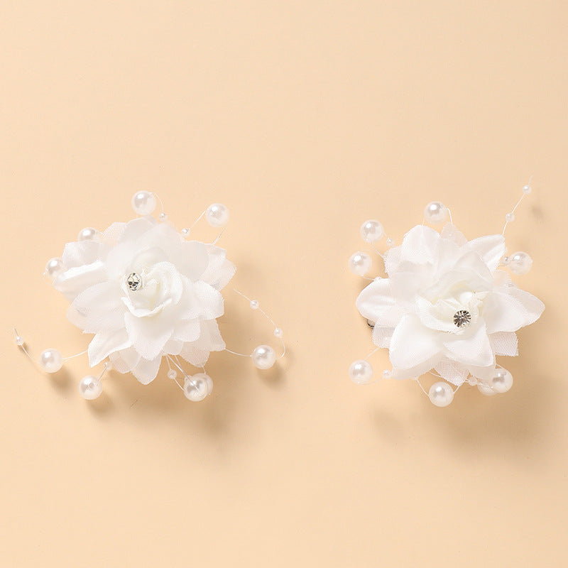 Floral Pearl Hair Clip for Women with Resin Coating, Fairy-Tale Style Flower Hair Accessory for Wedding and Formal Occasions