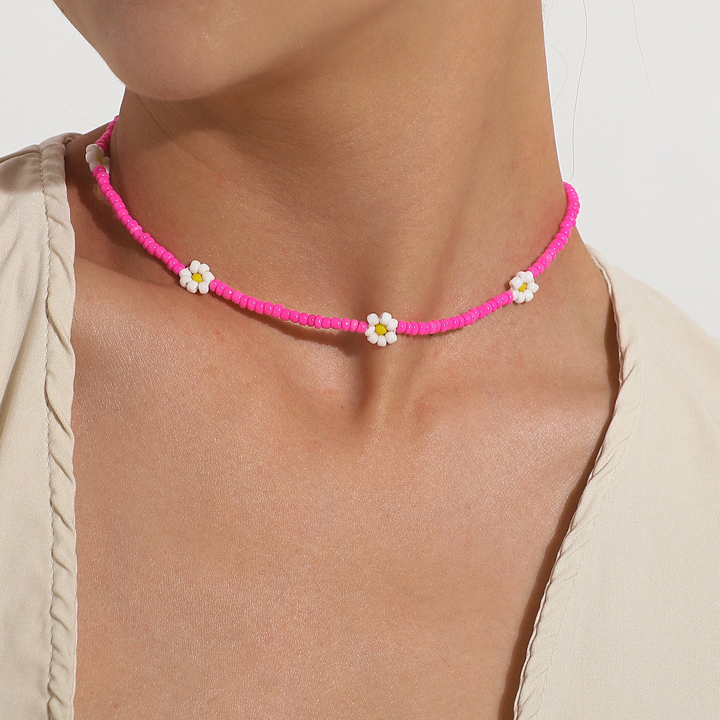 Floral Alloy Plated Fishline Chain Necklace for Women - Trendy Ins Style Fashion Accessory