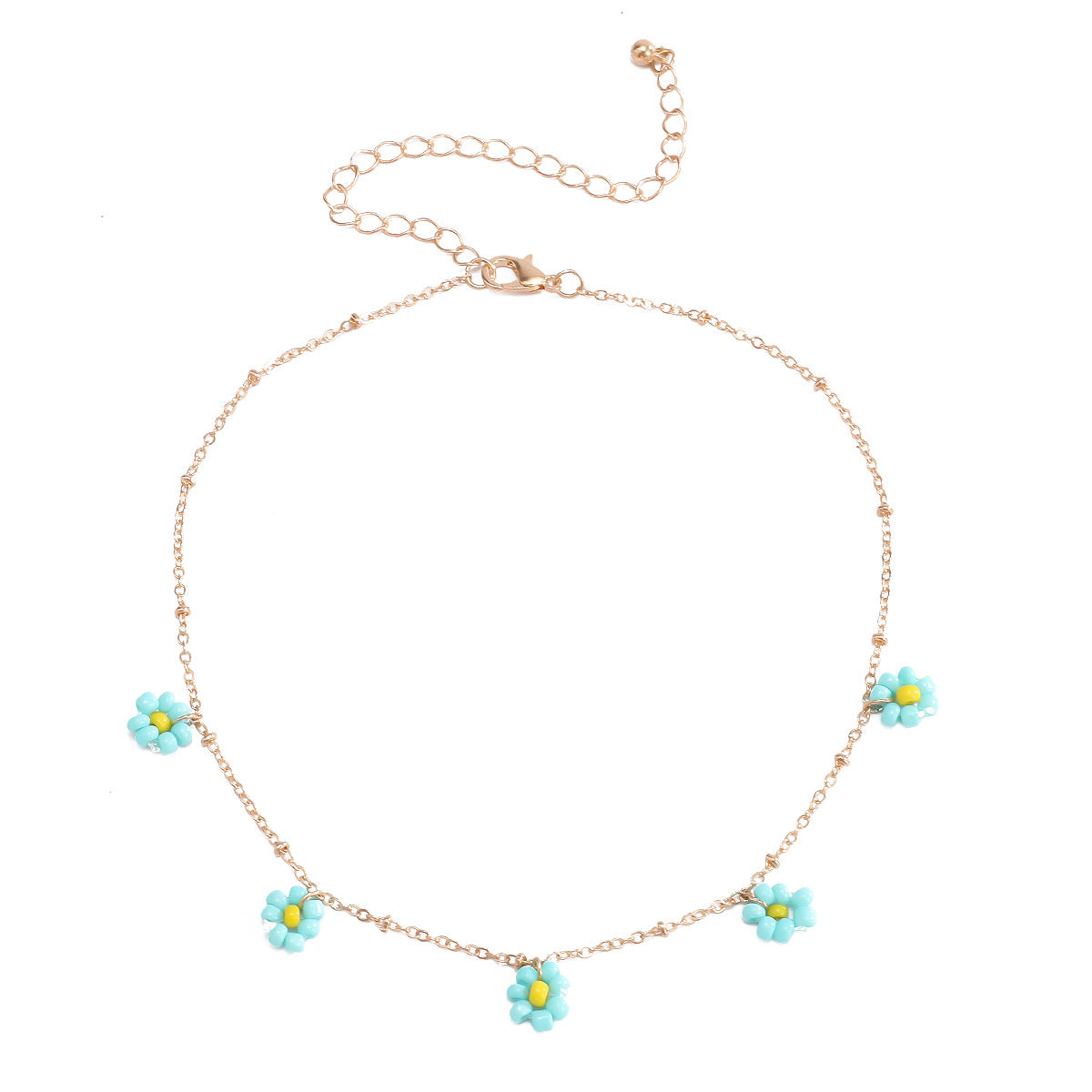 Bohemian Sweet Floral Resin Ball Chain Necklace