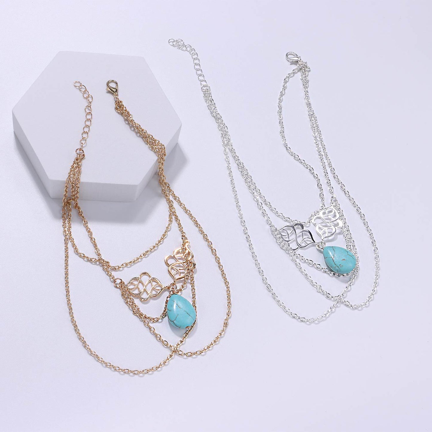 Women's Hollow-Out Auspicious Droplet Pendant Tassel Arm Chain Bracelet Jewelry