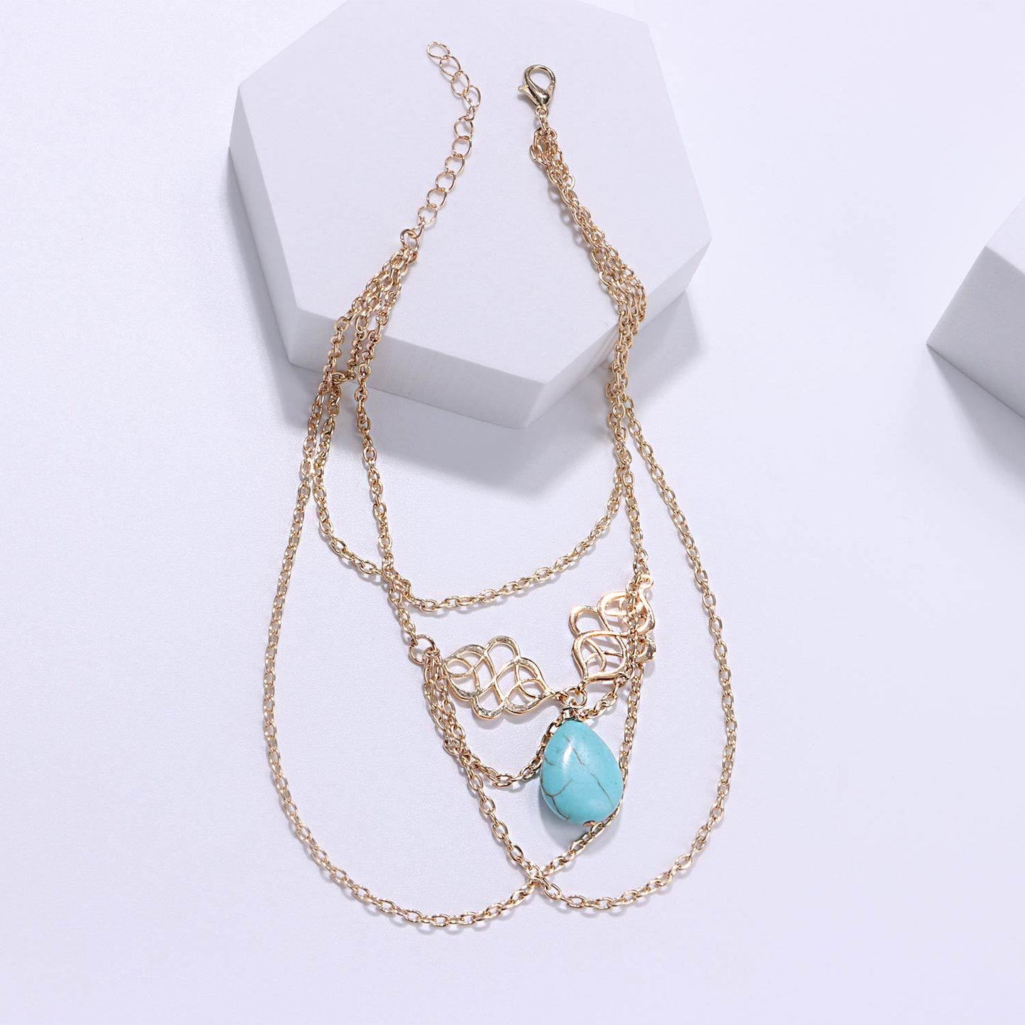 Women's Hollow-Out Auspicious Droplet Pendant Tassel Arm Chain Bracelet Jewelry