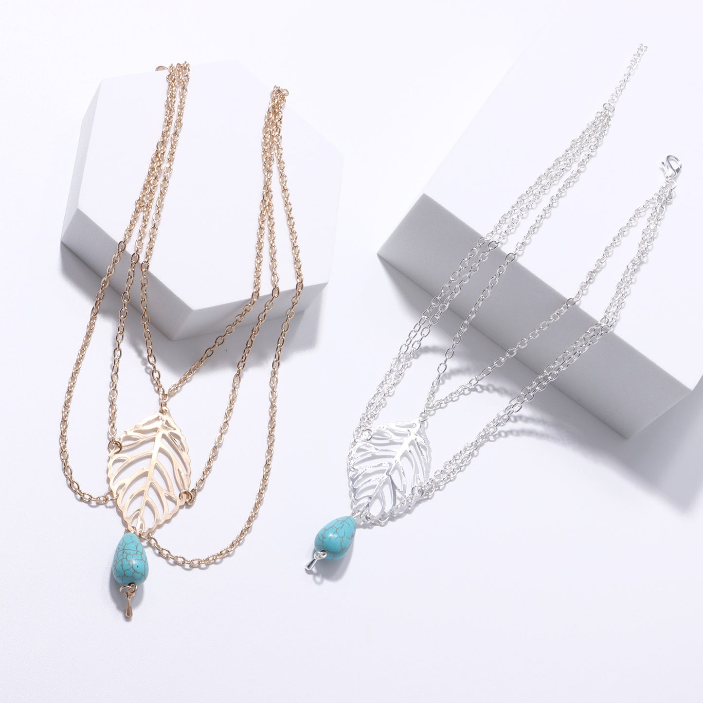 Women's Vintage Boho Leaf Pendant Arm Cuff Bracelet with Turquoise Droplet and Tassel Accents Fashion Jewelry
