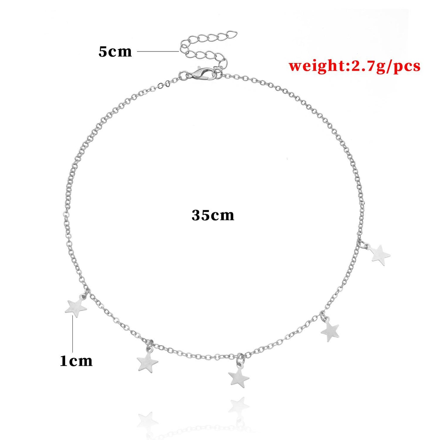 Women's Star Pendant Necklace Alloy Plated Minimalist Cross Chain Fashion Jewelry
