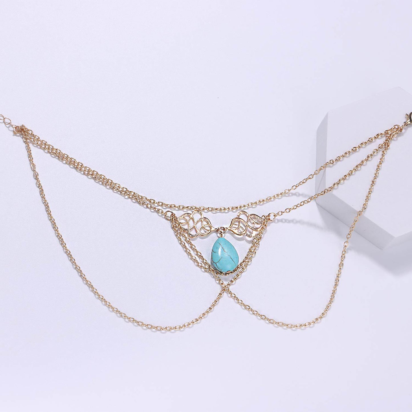 Women's Hollow-Out Auspicious Droplet Pendant Tassel Arm Chain Bracelet Jewelry